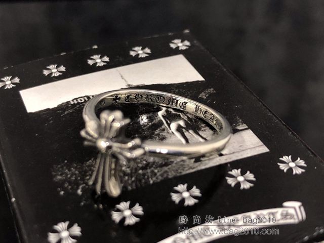 chrome hearts銀飾 克羅心十字尾戒戒指 純手工 熏黑做舊 克羅心925純銀戒指  gjc1923